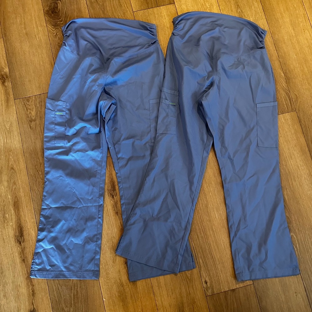 Landau ProFlex Women Blue Cargo Scrub Pants Modern Fit Stretch Size Large Lot 2